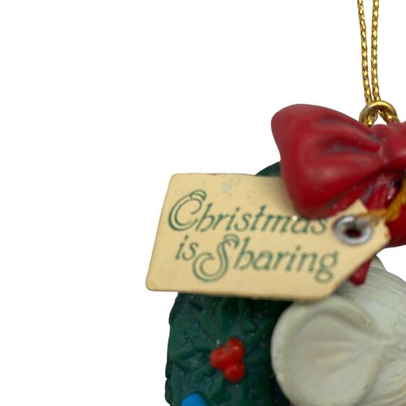 Vintage Christmas Wreath With Mice Ornament Green Lustre Fame Christmas Sharing - Picture 7 of 16